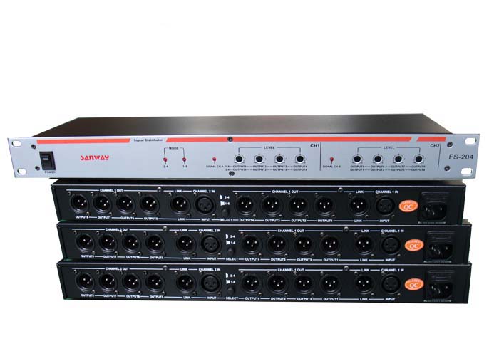 FS-204 2IN&8OUT 90V / 240V Stereo Sound Signal Distributor for loudspeaker