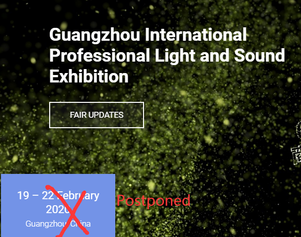 2020 Guangzhou Prolight Sound Exhibition Has Been Postponed