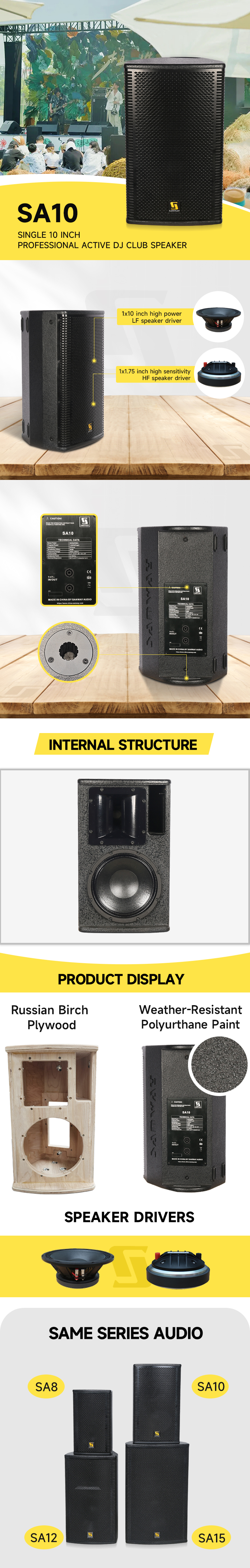 SA10 single 10 inch speaker