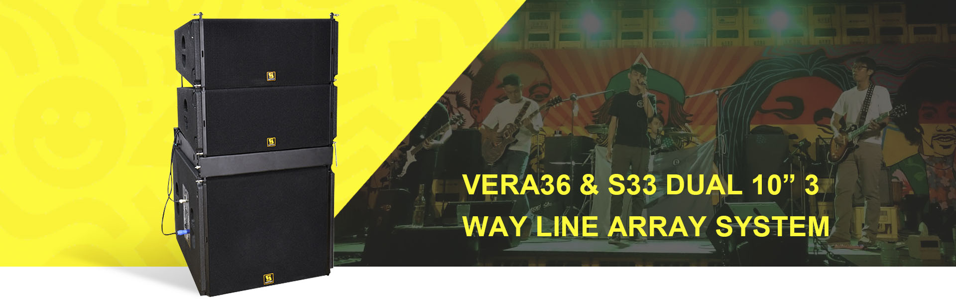 Vera36&S33 Dual 10'' 3 Way Line Array System banner b1